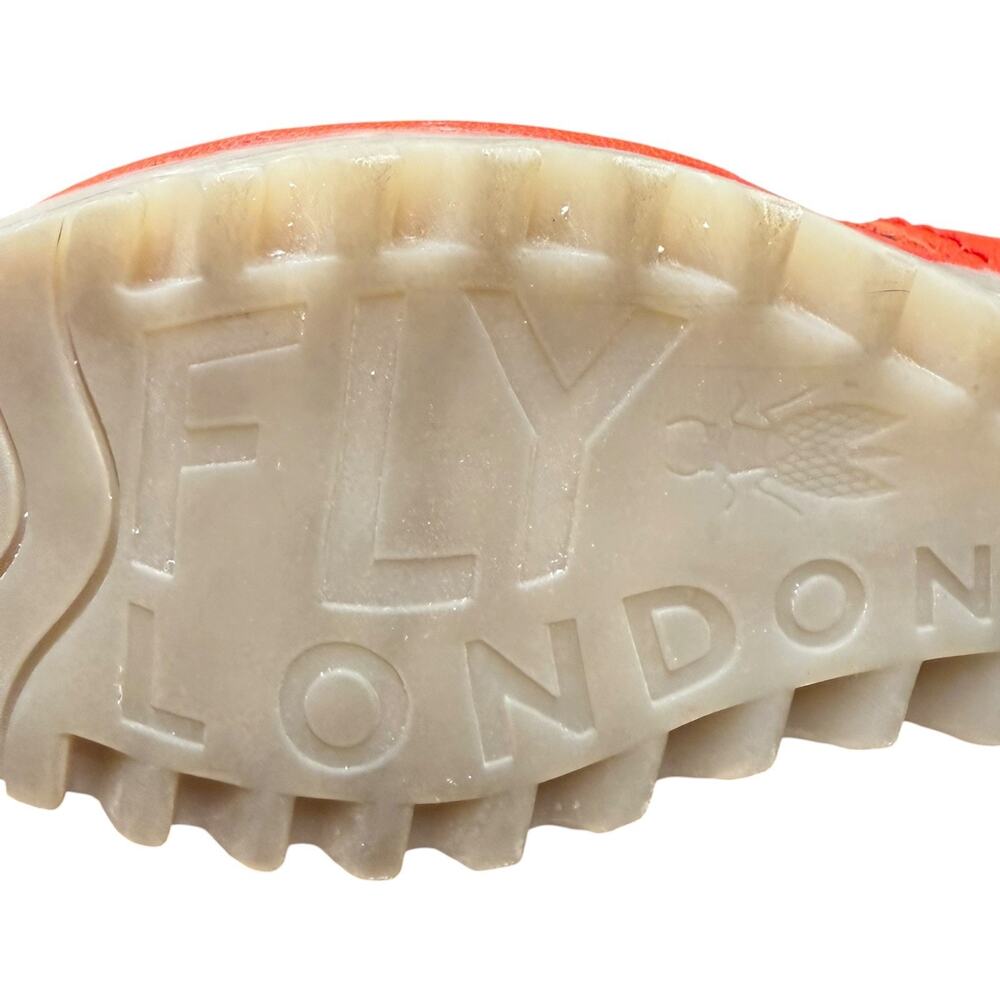 FLY LONDON Yifa Women's 37/US 6.5 Orange Leather Wedge Sandals Lace Up Comfort - Picture 15 of 15
